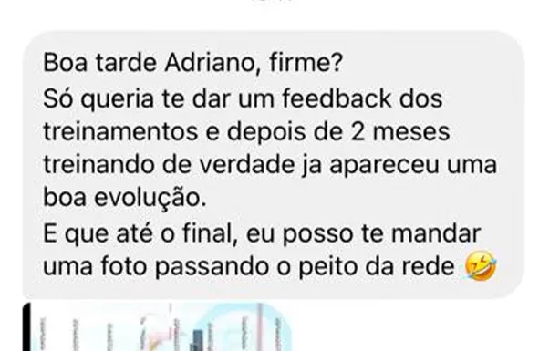Print de depoimento: “Depois de 2 meses treinando de verdade já apareceu uma boa evolução”